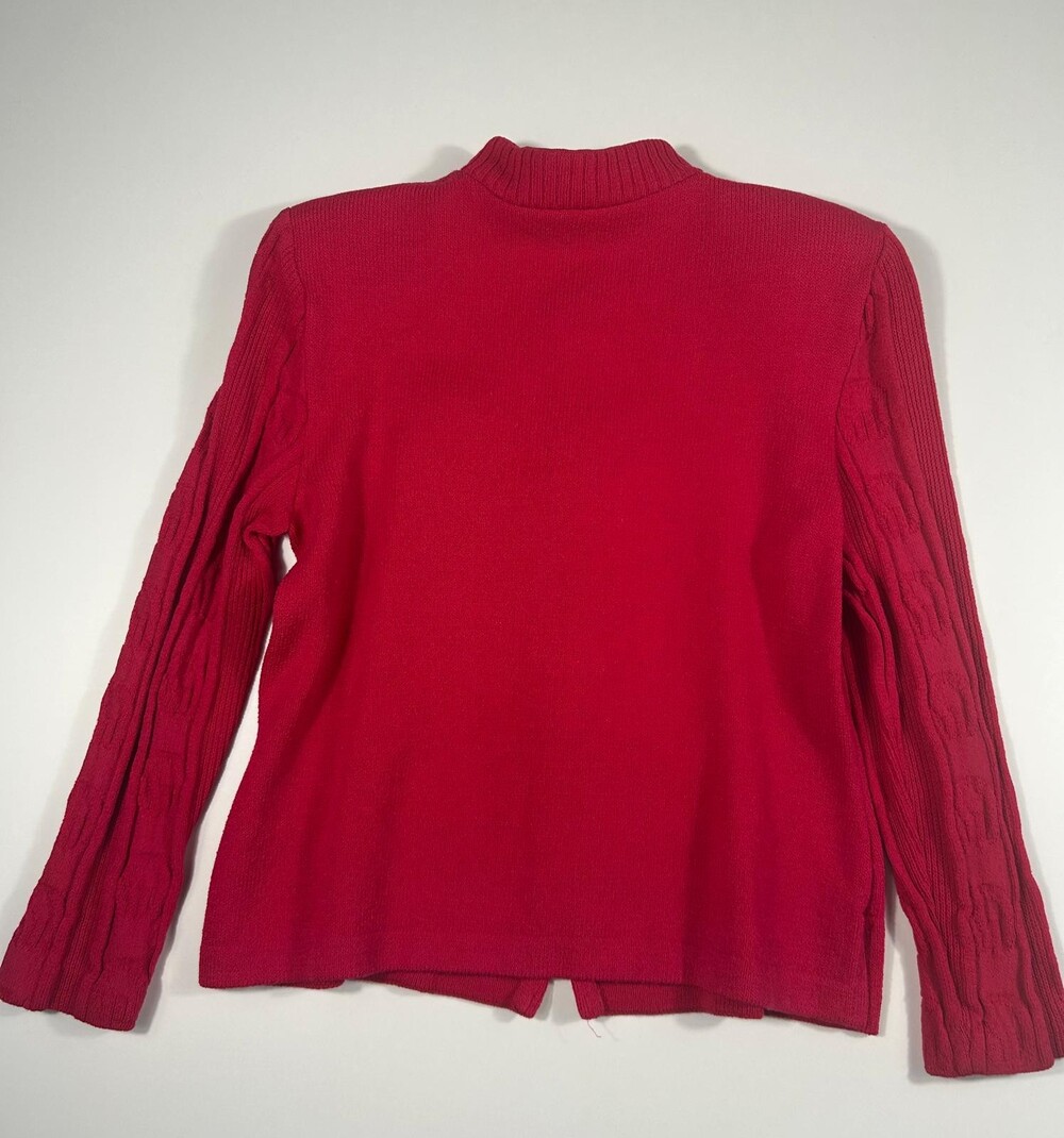 Vintage St. John Collection by Marie Gray Raspberry Pink Santana Knit Zip Cardig - Picture 3 of 7
